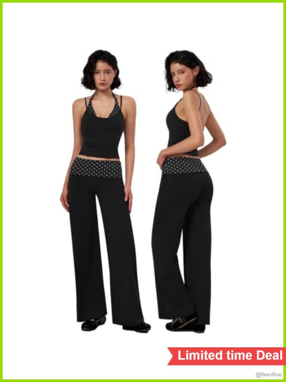 Women's 2 Piece Workout Set Polyamide Elastane Halter Tank Wide Leg Leggings